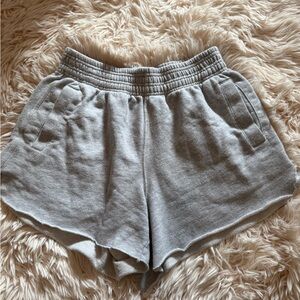 aerie Gray Athletic Shorts with Elastic Waistband and Relaxed Fit